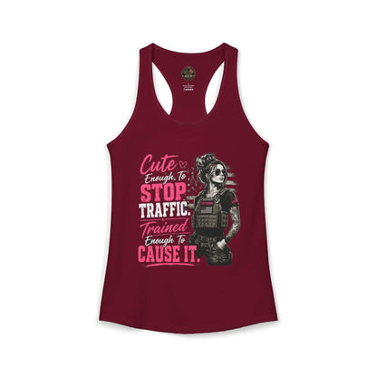 Women's Racerback Tank - "Cute Enough to Stop Traffic"