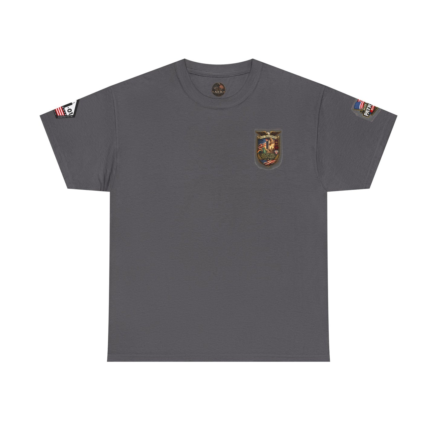 NYARNG Patriots Day Memorial Tee – "Never Forget" 25th Anniversary American Flag Shirt