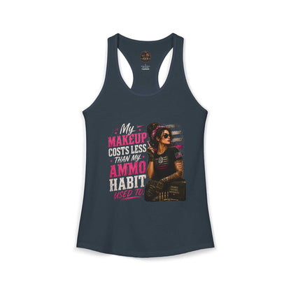 Women's Racerback Tank - "My Makeup Cost More Than My Ammo"