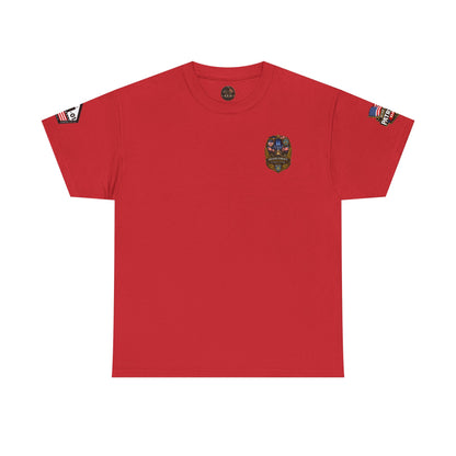 NYPD, FDNY, PAPD-NYNJ Patriots Day Memorial Tee – "Never Forget" 25th Anniversary American Flag Shirt