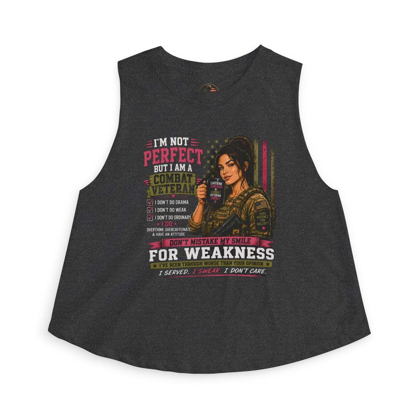 Women's Crop Top - Strong & Imperfect Graphic Tank: 'Perfect' Motivational Fitness Tee