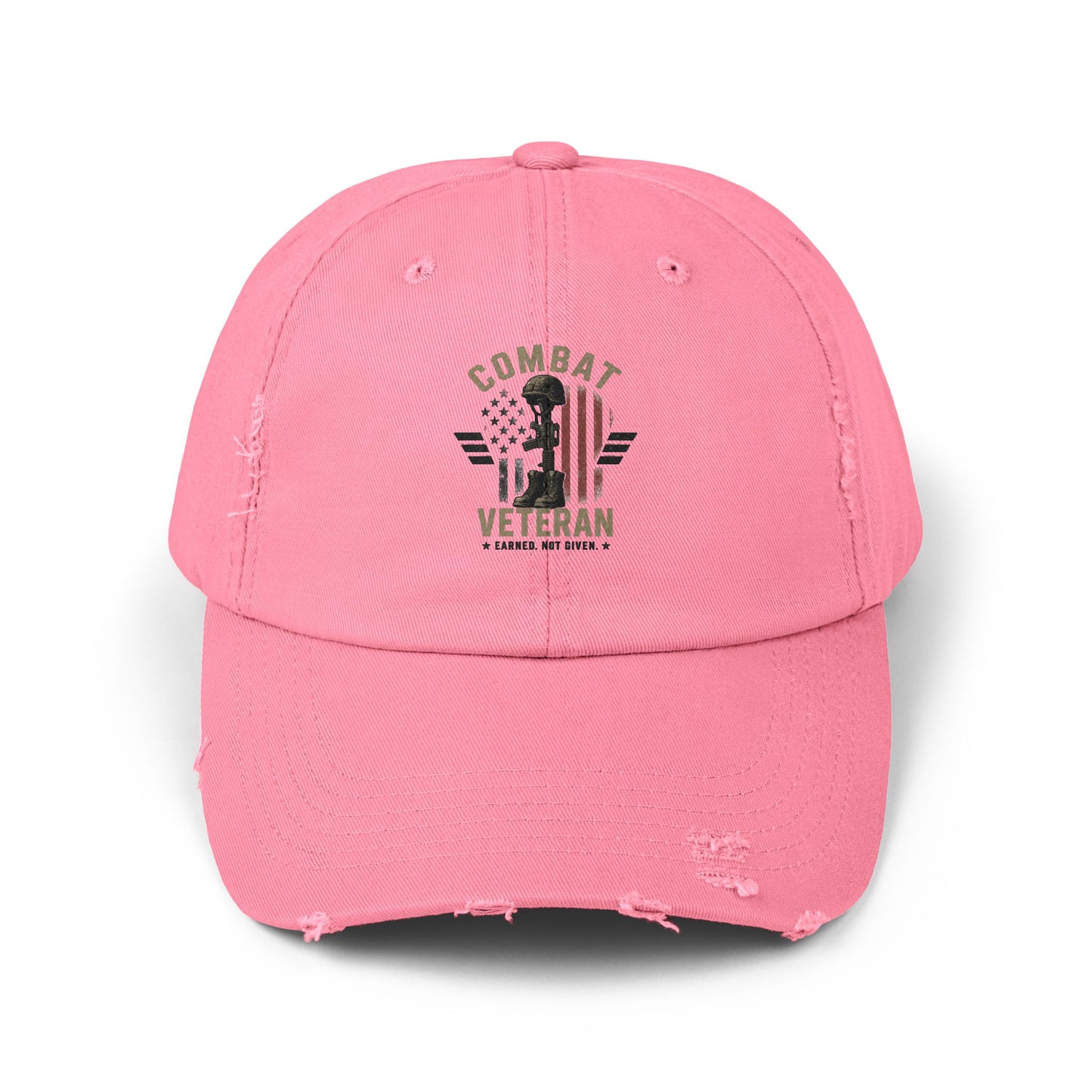 Combat Veteran Distressed Cap – American Flag Patriotic Hat