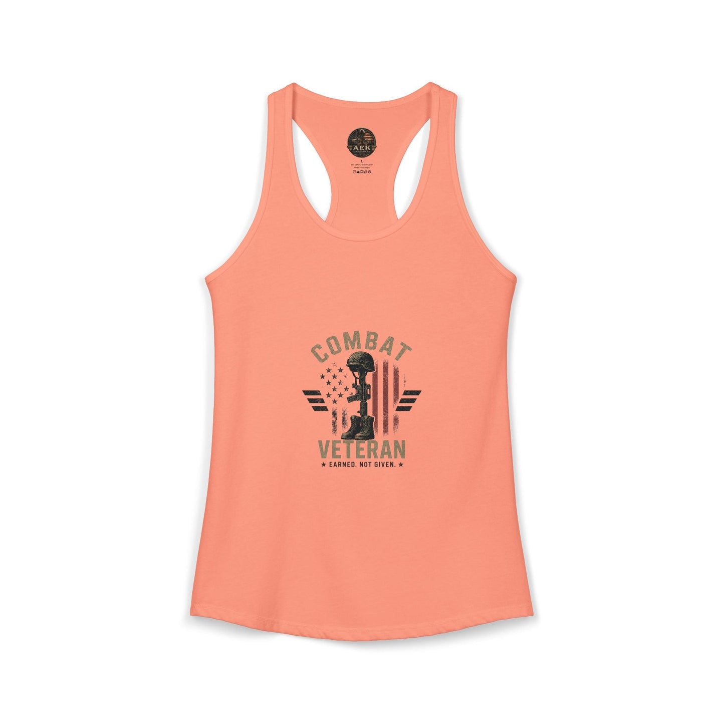 Women's Ideal Racerback Tank with "I Am Not Perfect, I Am A Combat Veteran" print in slim fit design