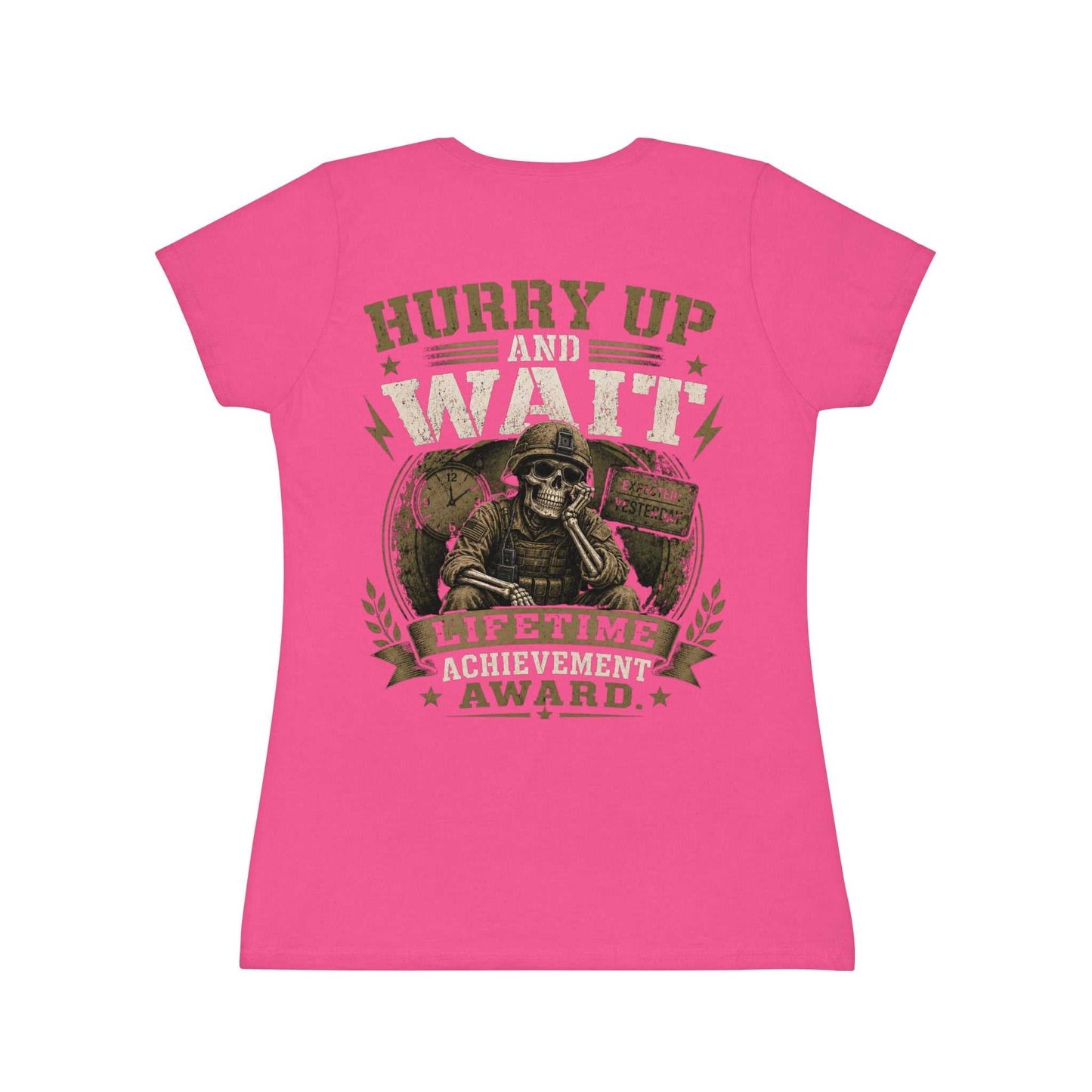 Hurry Up and Wait Skull T-Shirt — Military Veteran Humor Tee