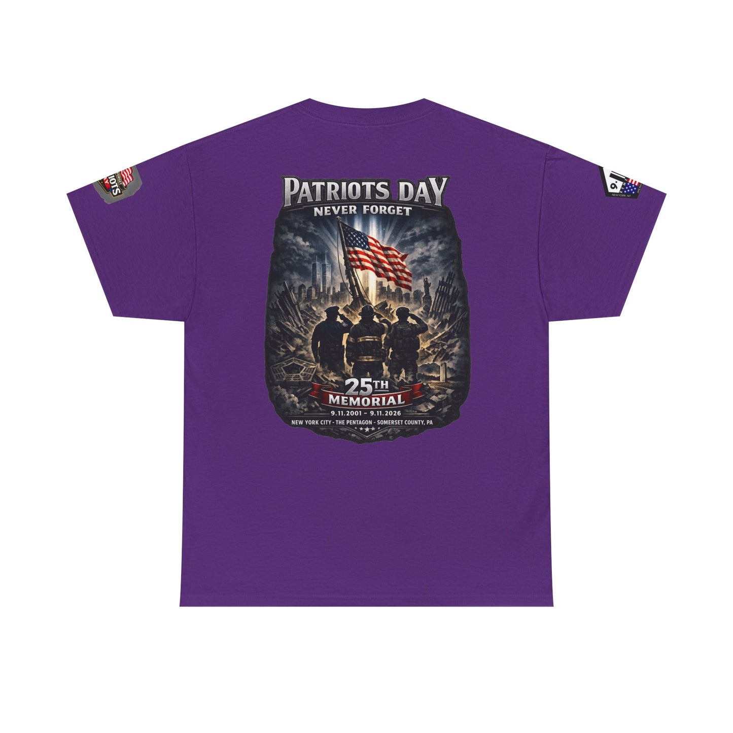 NYARNG Patriots Day Memorial Tee – "Never Forget" 25th Anniversary American Flag Shirt