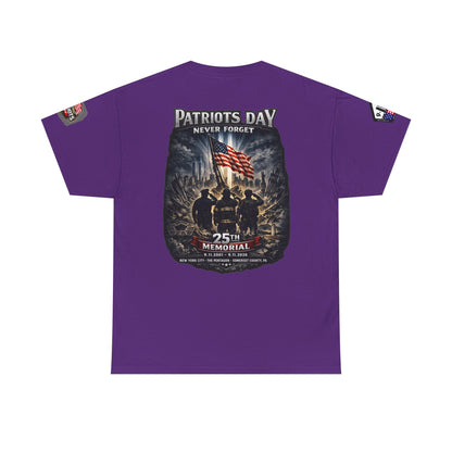 NYARNG Patriots Day Memorial Tee – "Never Forget" 25th Anniversary American Flag Shirt