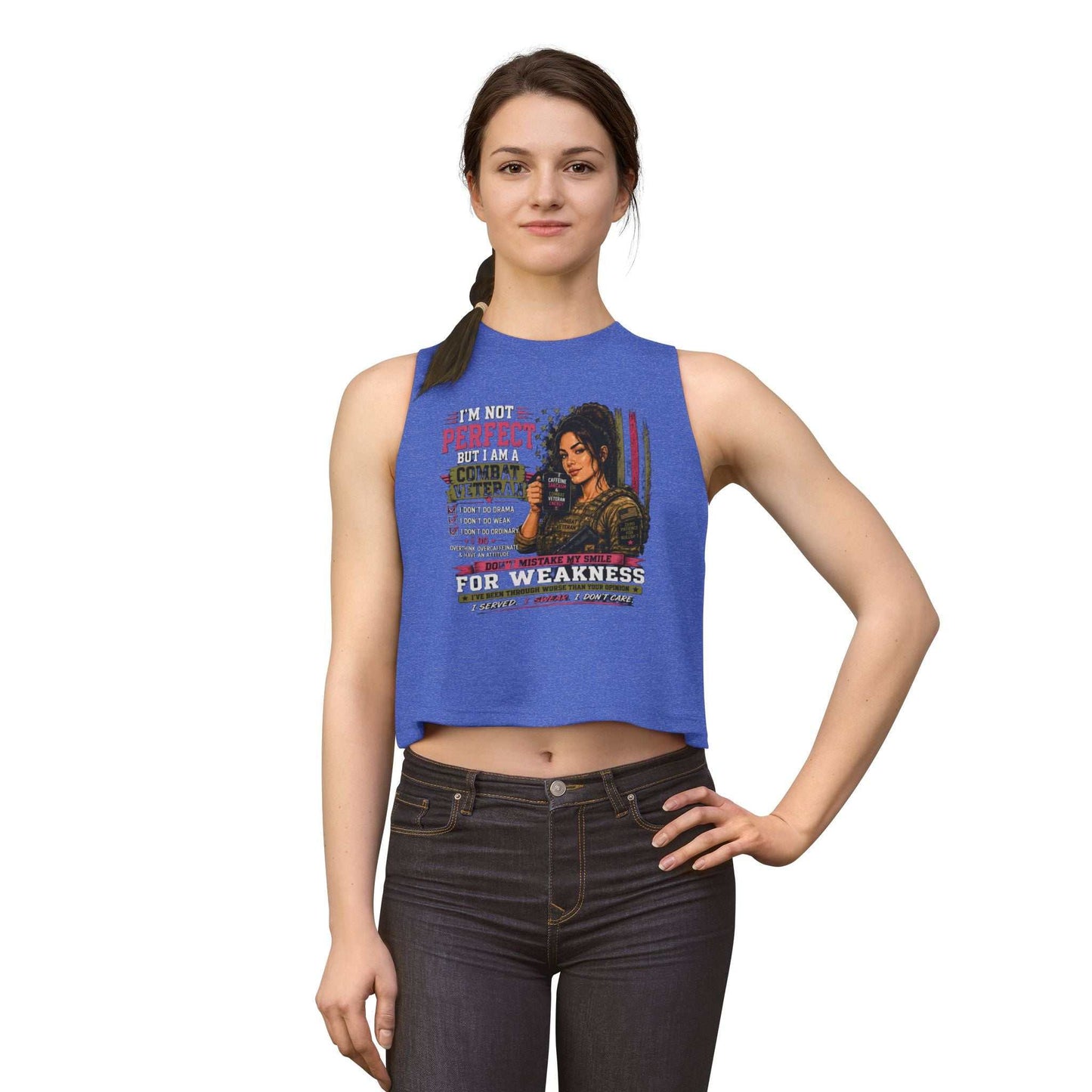 Women's Crop Top - Strong & Imperfect Graphic Tank: 'Perfect' Motivational Fitness Tee