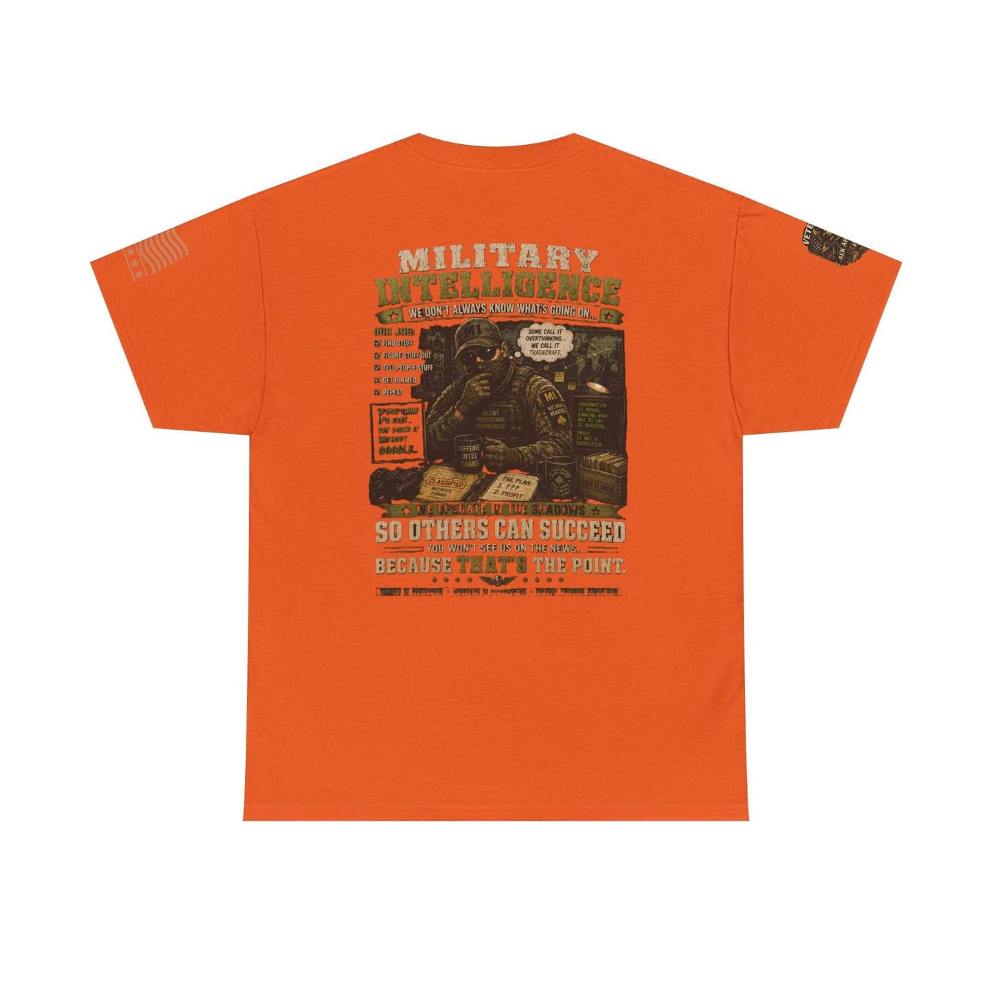 Military Intelligence Graphic Tee — Retro Soldier Design