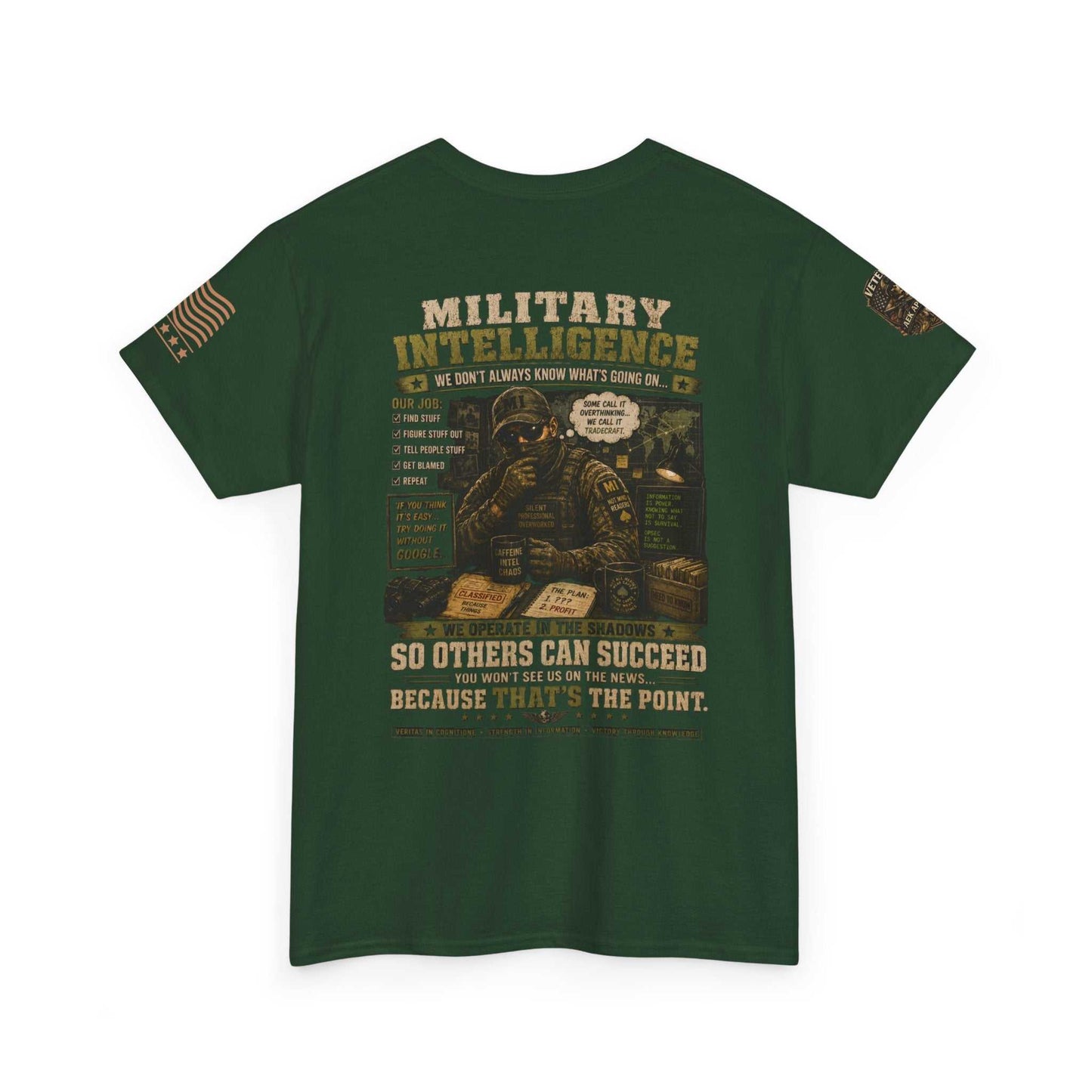 Military Intelligence Graphic Tee — Retro Soldier Design
