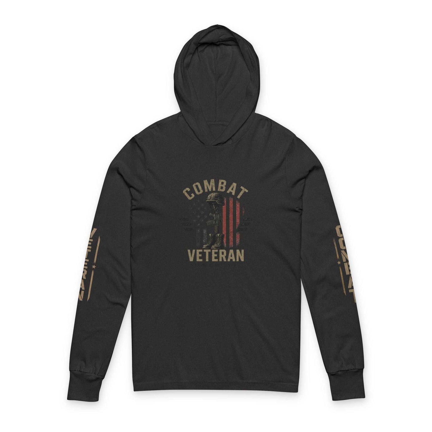 Combat Veteran Hooded Long-Sleeve Tee — Fallen Soldier Tribute Graphic