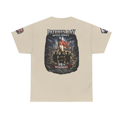 NYARNG Patriots Day Memorial Tee – "Never Forget" 25th Anniversary American Flag Shirt