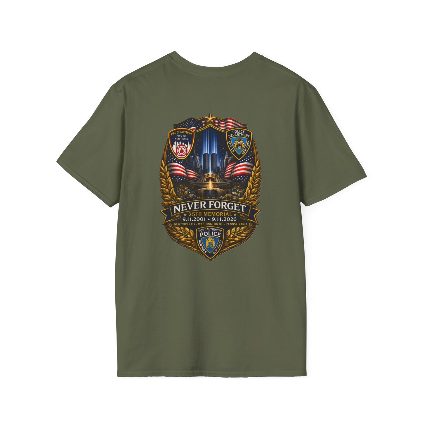Patriots Day T-Shirt — Small Chest Flag Logo Tee for Memorial & Patriot Celebrations