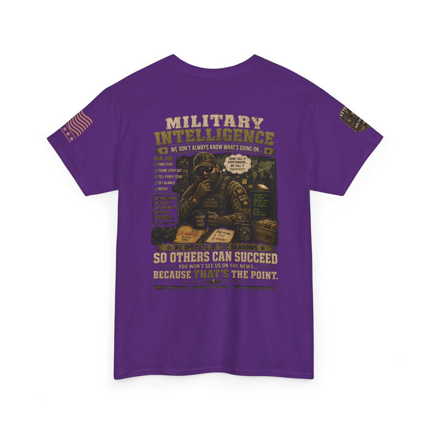 Military Intelligence Graphic Tee — Retro Soldier Design