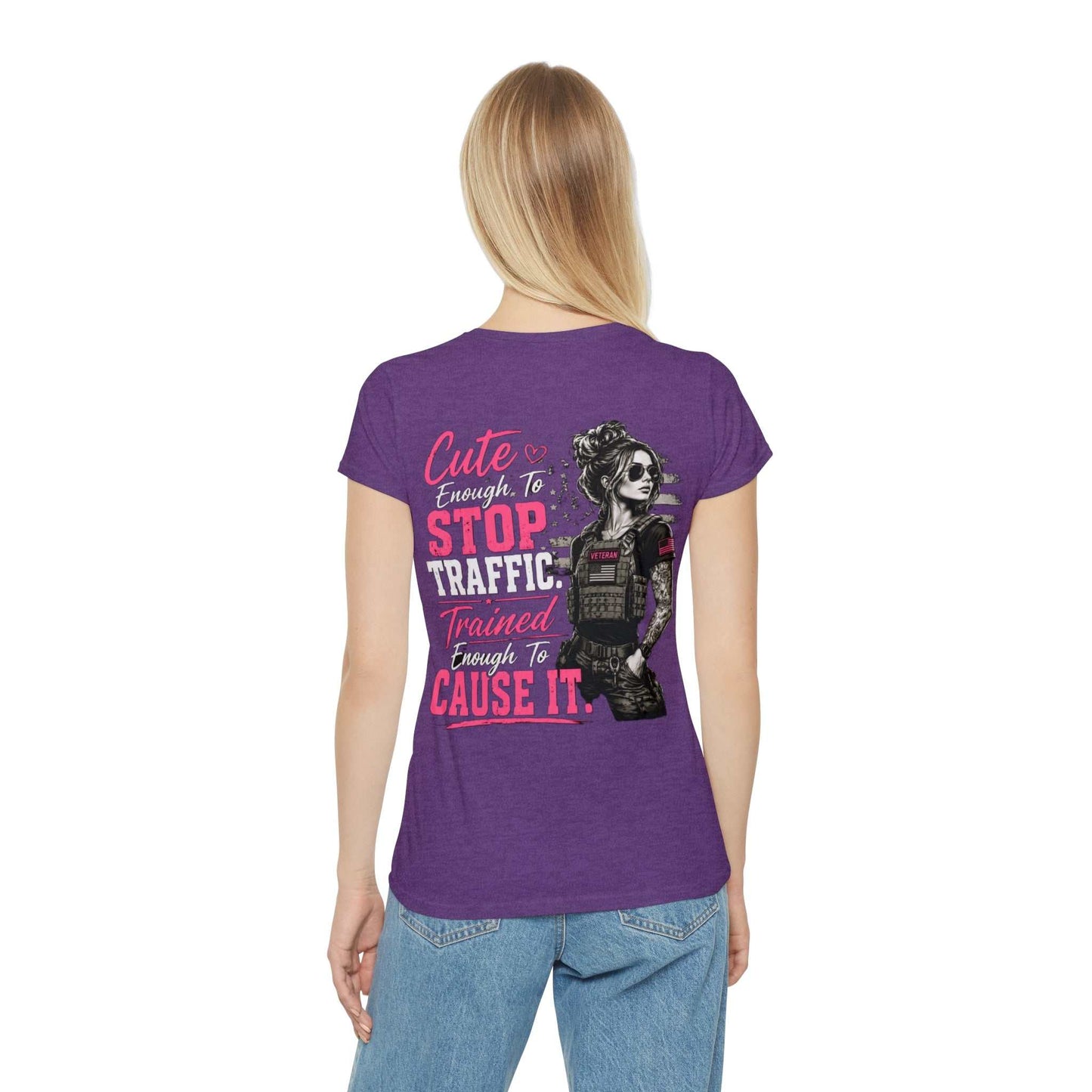 Cute Stop Traffic Trained Women's T-Shirt — Graphic Female Officer Tee