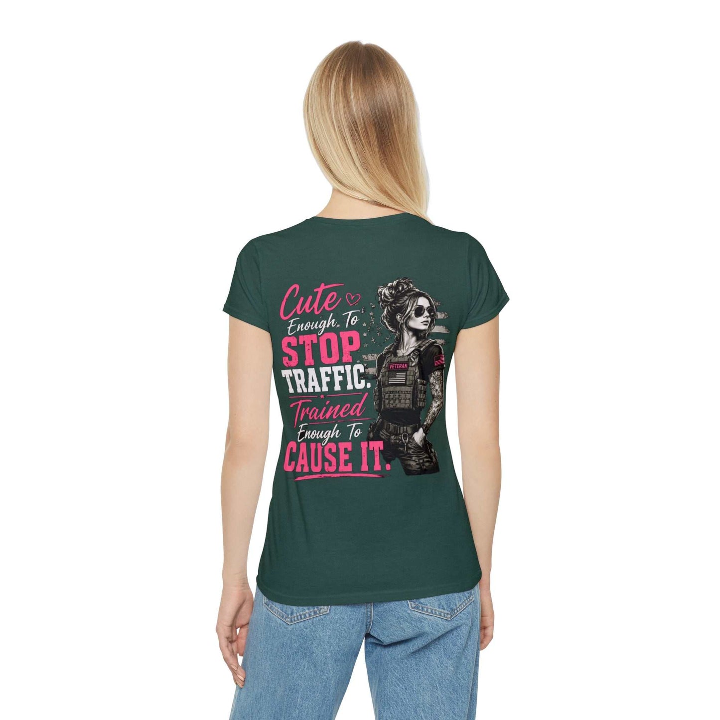Cute Stop Traffic Trained Women's T-Shirt — Graphic Female Officer Tee