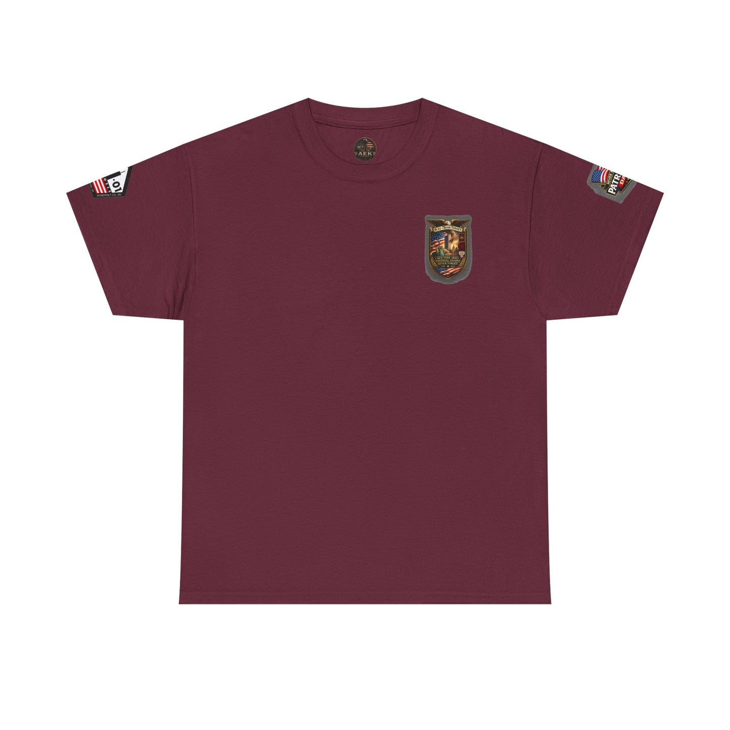 NYARNG Patriots Day Memorial Tee – "Never Forget" 25th Anniversary American Flag Shirt