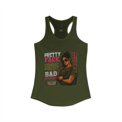 Women's Racerback Tank - "Pretty Face, Combat Mindset"