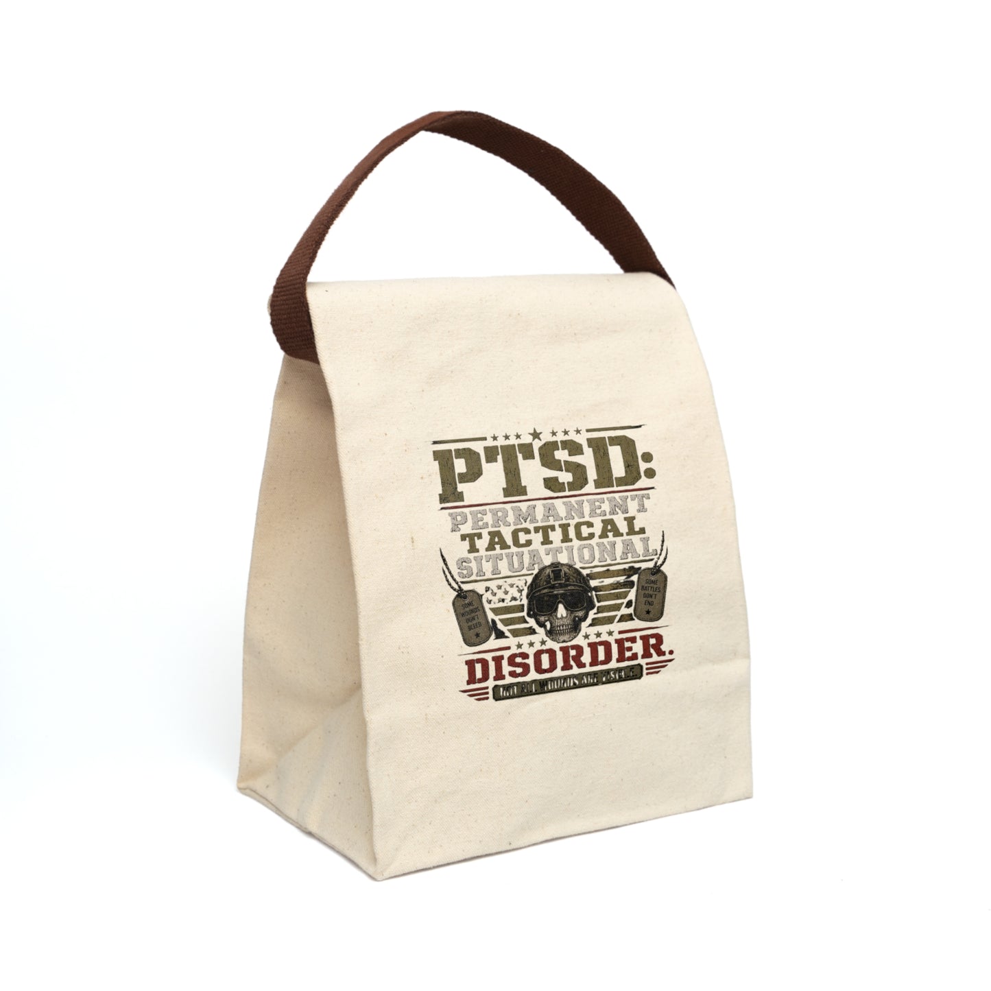 PTSD Tactical Situational Disorder Canvas Lunch Bag — Military Skull Design