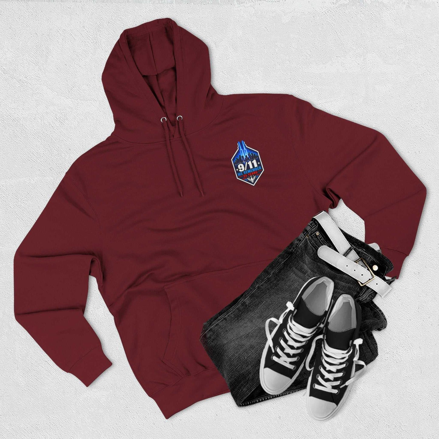 9/11 Remembrance Hoodie – We Remember 25 Years Tribute Fleece Hoodie