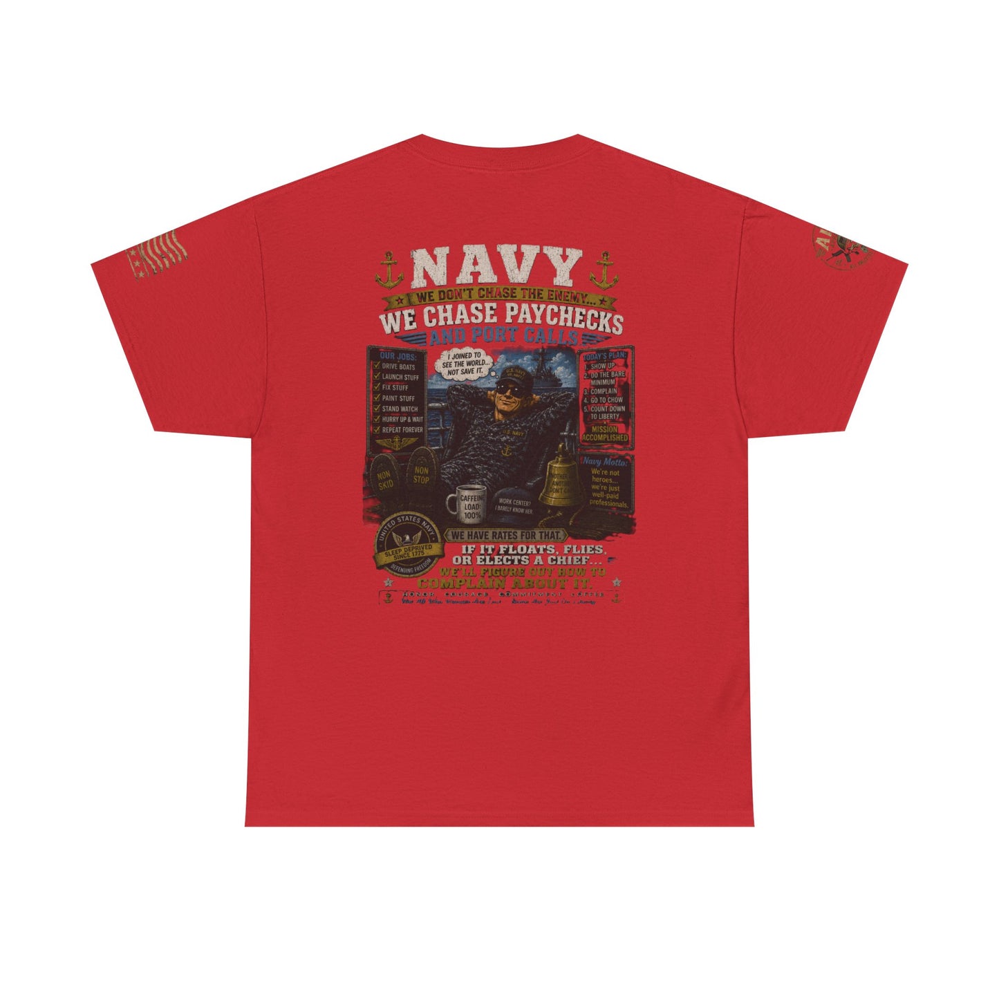 Navy Veteran Graphic Tee – 'Navy: Sea, Ports & Pride' Cotton T-Shirt
