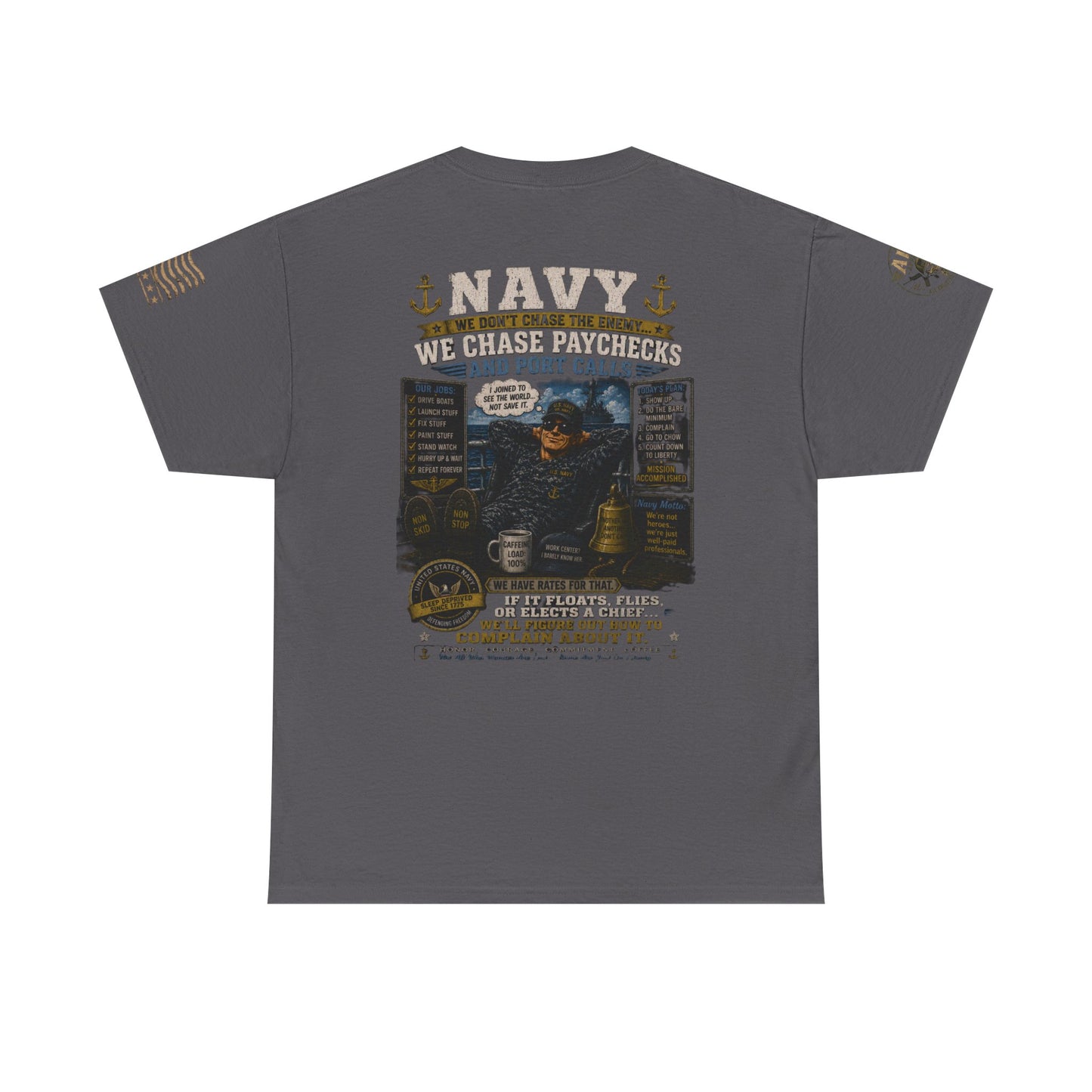 Navy Veteran Graphic Tee – 'Navy: Sea, Ports & Pride' Cotton T-Shirt