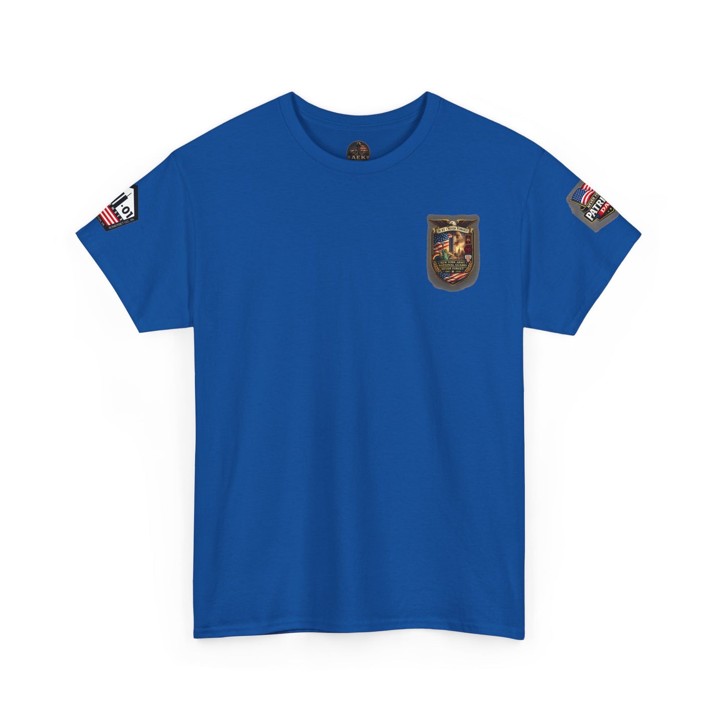 NYARNG Patriots Day Memorial Tee – "Never Forget" 25th Anniversary American Flag Shirt