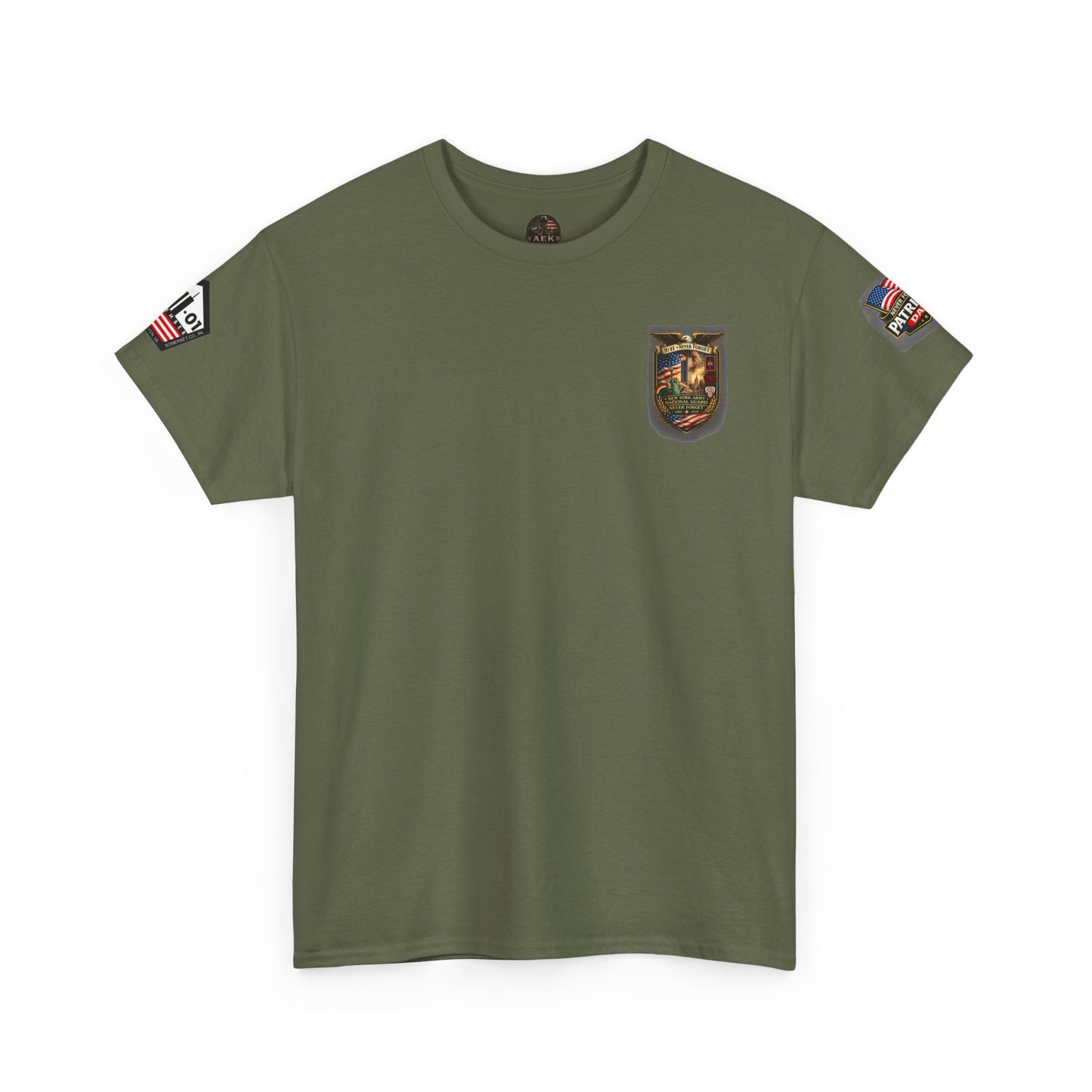 NYARNG Patriots Day Memorial Tee – "Never Forget" 25th Anniversary American Flag Shirt