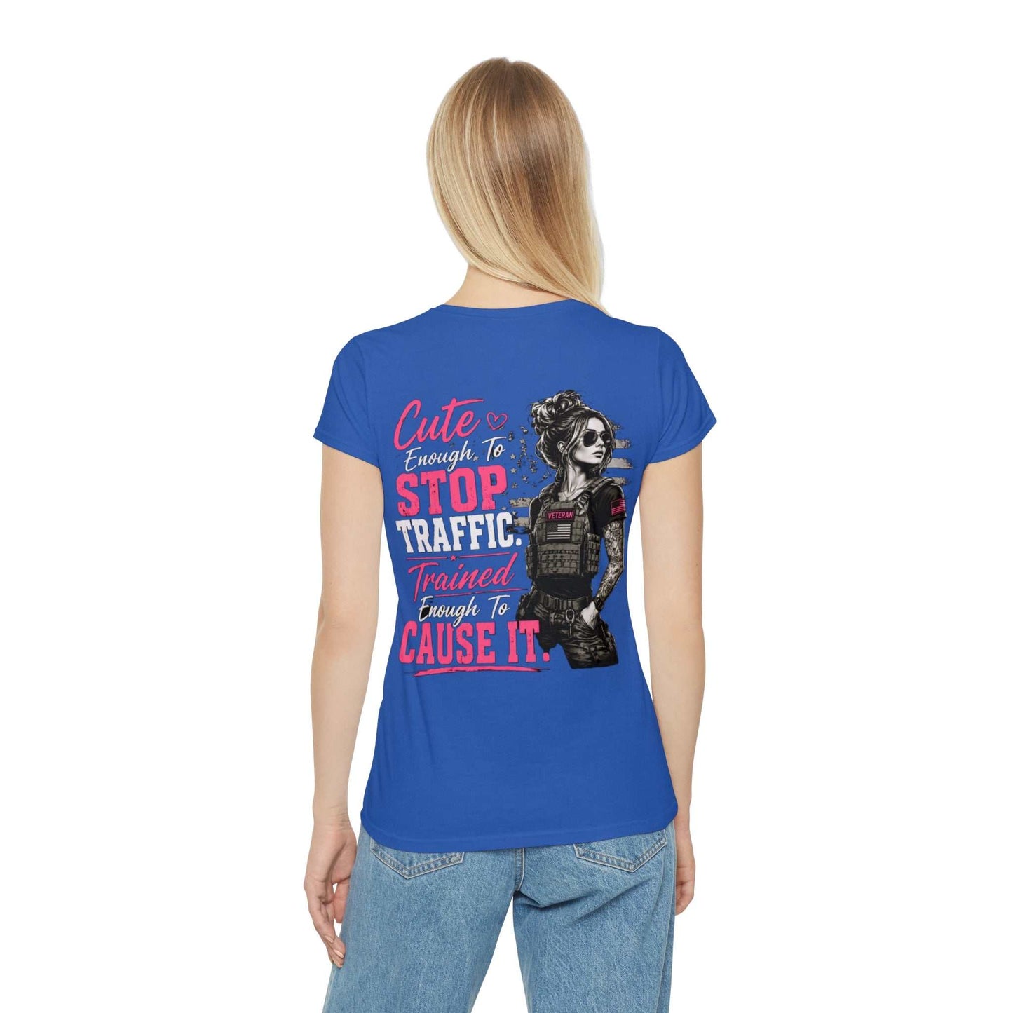Cute Stop Traffic Trained Women's T-Shirt — Graphic Female Officer Tee