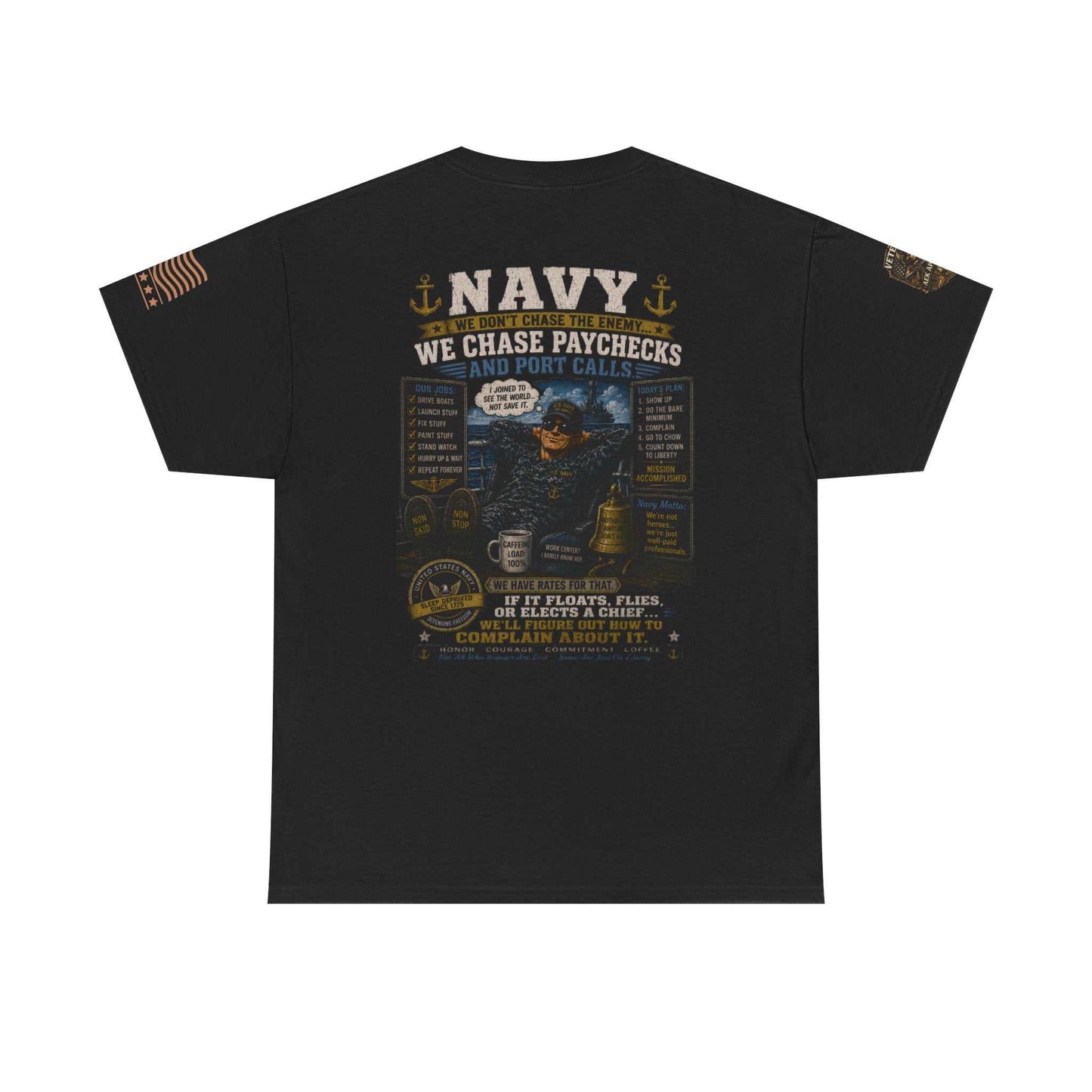 Navy Veteran Graphic Tee - 'Navy: Sea, Salt & Port Calls' Military Shirt
