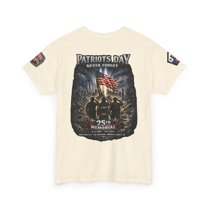 NYARNG Patriots Day Memorial Tee – "Never Forget" 25th Anniversary American Flag Shirt