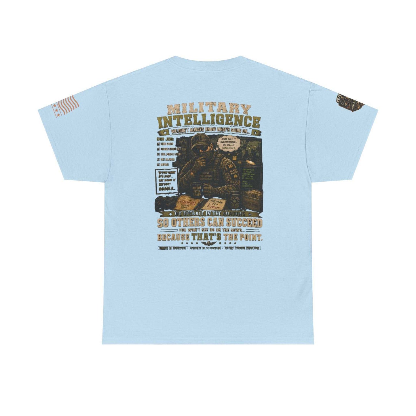 Military Intelligence Graphic Tee — Retro Soldier Design