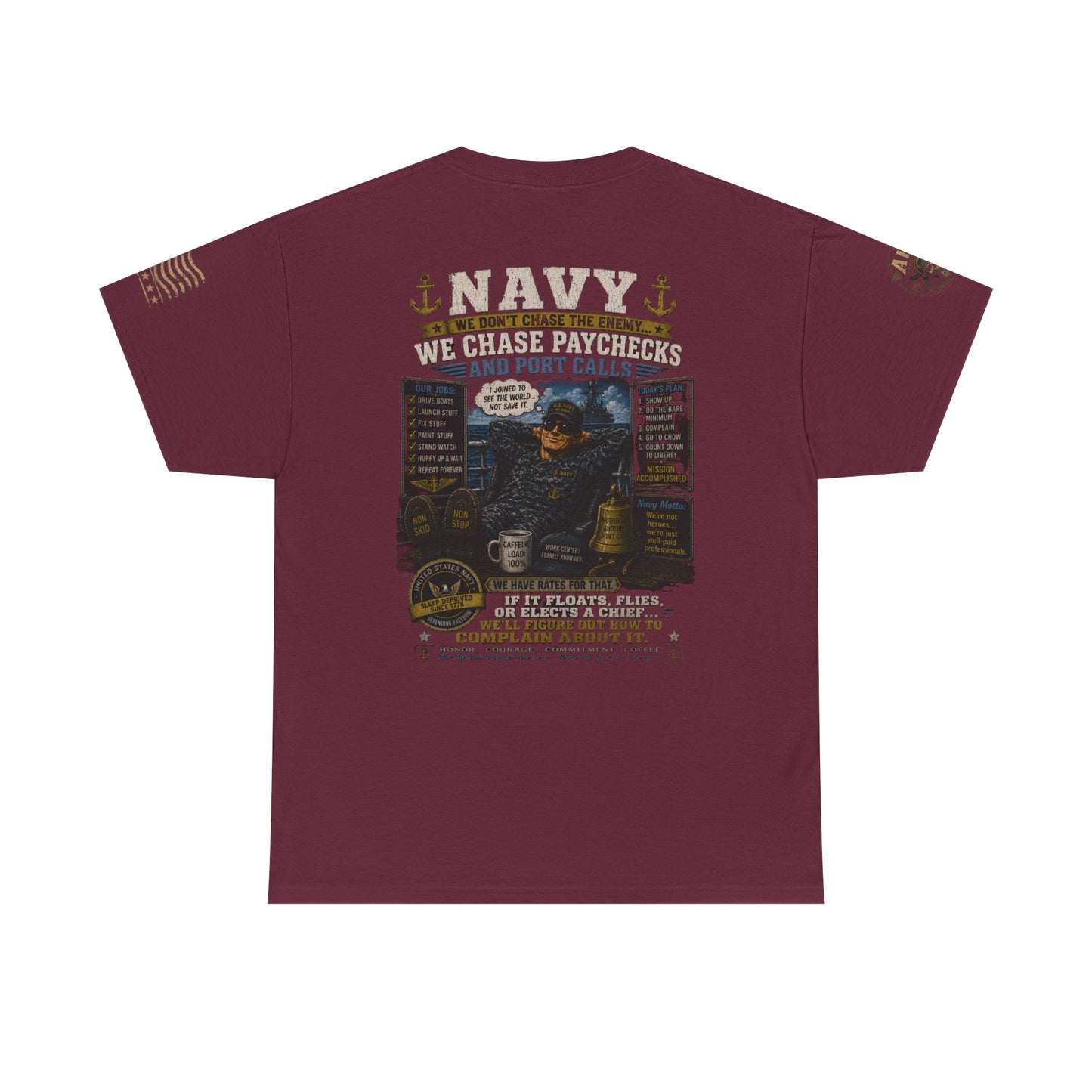 Navy Veteran Graphic Tee – 'Navy: Sea, Ports & Pride' Cotton T-Shirt