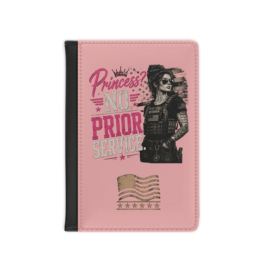Princess No Prior Service passport cover with pink tactical design and RFID protection
