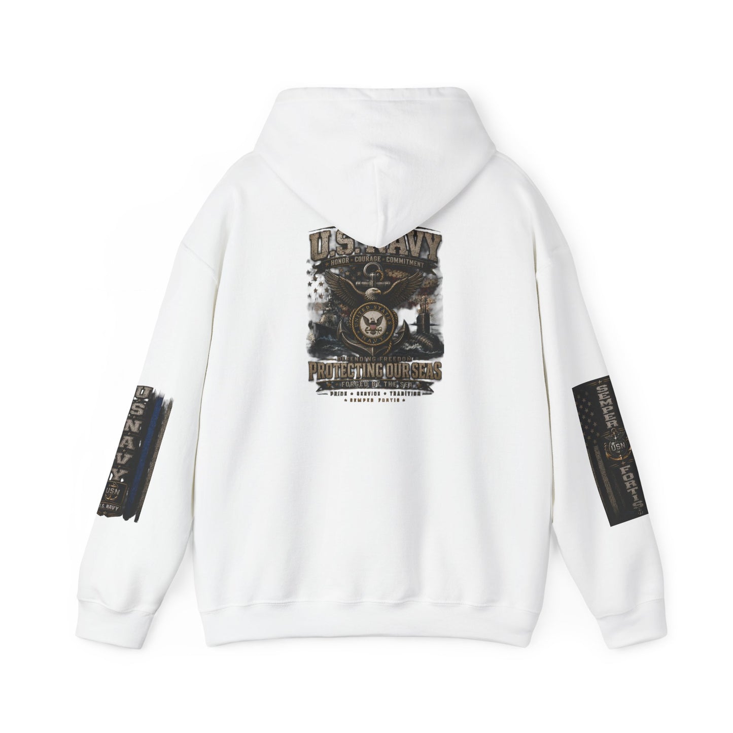 U.S. Navy Hoodie - Protecting Our Seas Sweatshirt (AEK Skull Design)