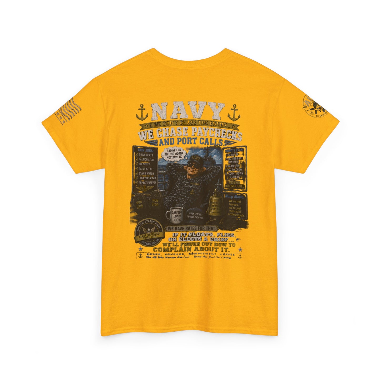 Navy Veteran Graphic Tee – 'Navy: Sea, Ports & Pride' Cotton T-Shirt