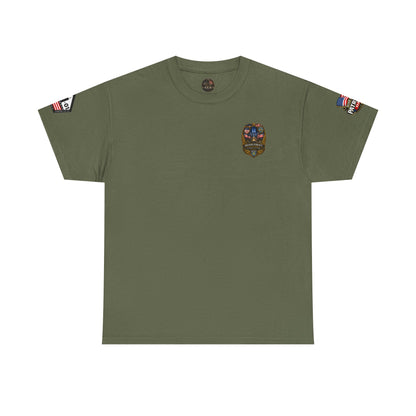 NYPD, FDNY, PAPD-NYNJ Patriots Day Memorial Tee – "Never Forget" 25th Anniversary American Flag Shirt