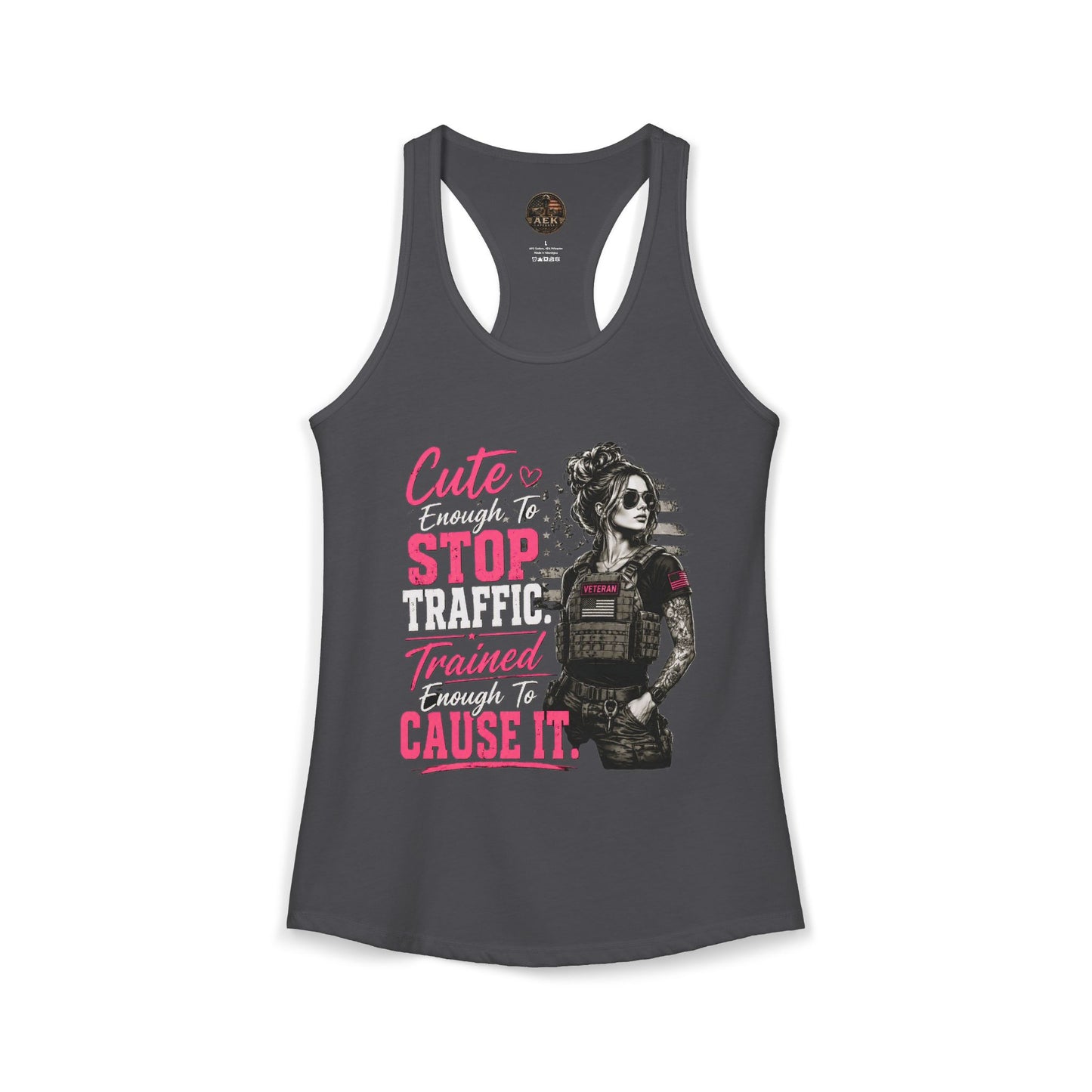 Women's Racerback Tank - "Cute Enough to Stop Traffic"