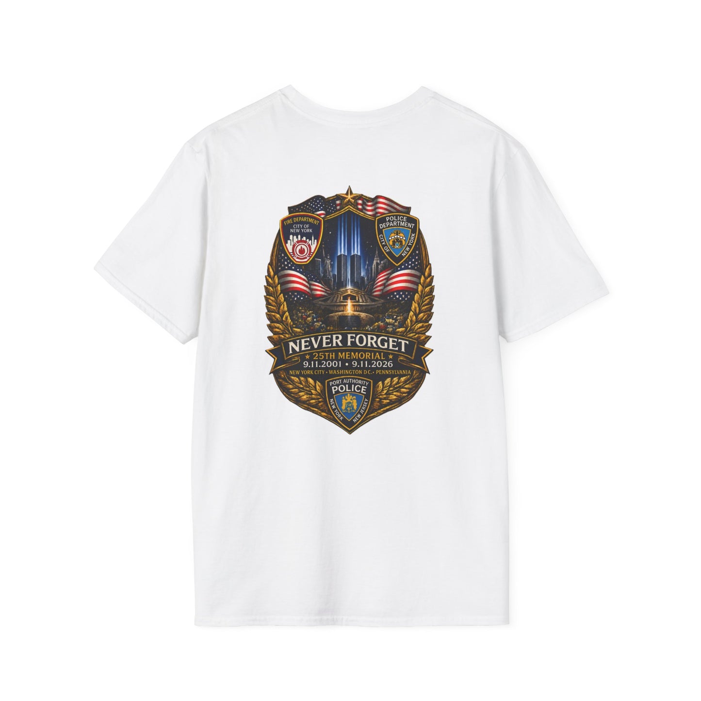 Patriots Day T-Shirt — Small Chest Flag Logo Tee for Memorial & Patriot Celebrations