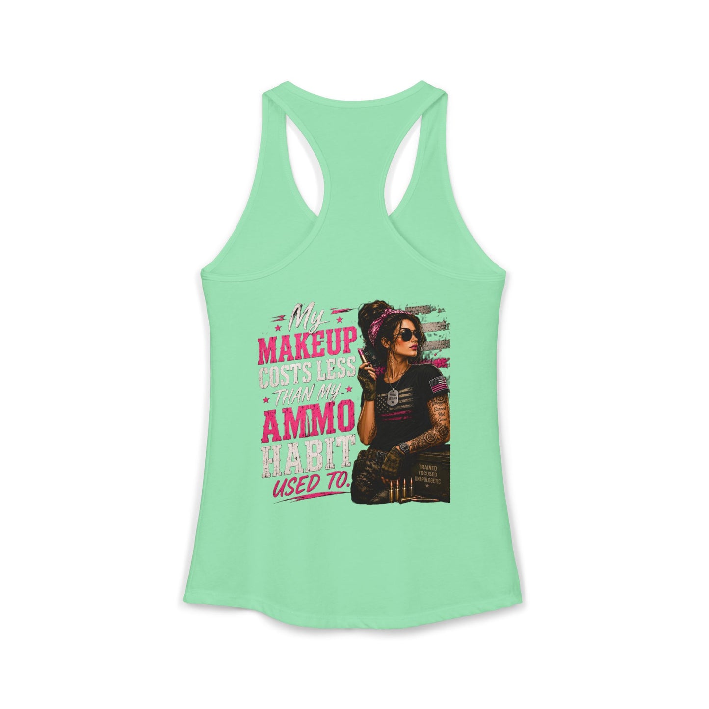 Women's Ideal Racerback Tank - 'My Makeup Cost Less than My Ammo'