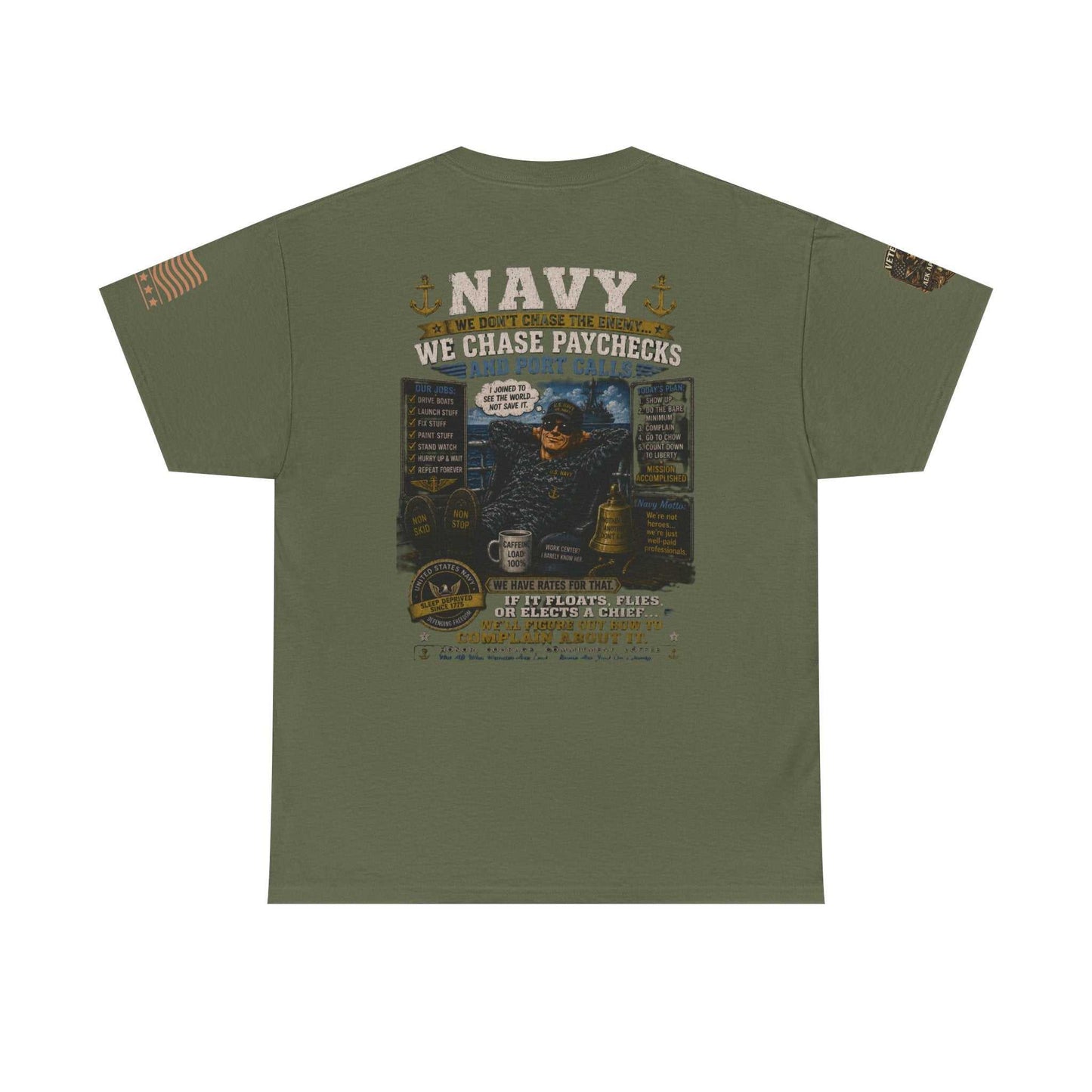 Navy Veteran Graphic Tee - 'Navy: Sea, Salt & Port Calls' Military Shirt