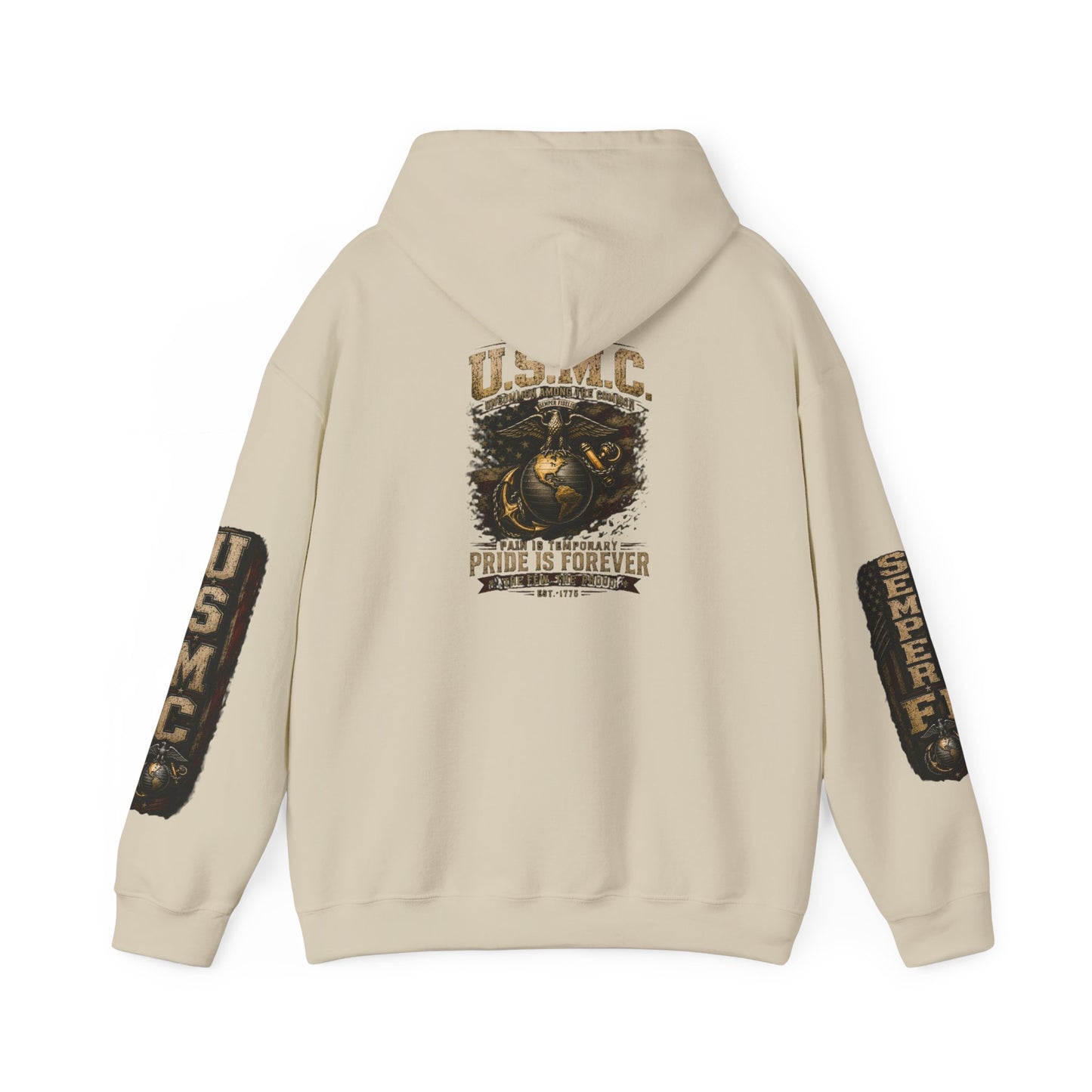 USMC Hoodie - Pride Is Forever Marine Corps Sweatshirt (AEK Skull Design)
