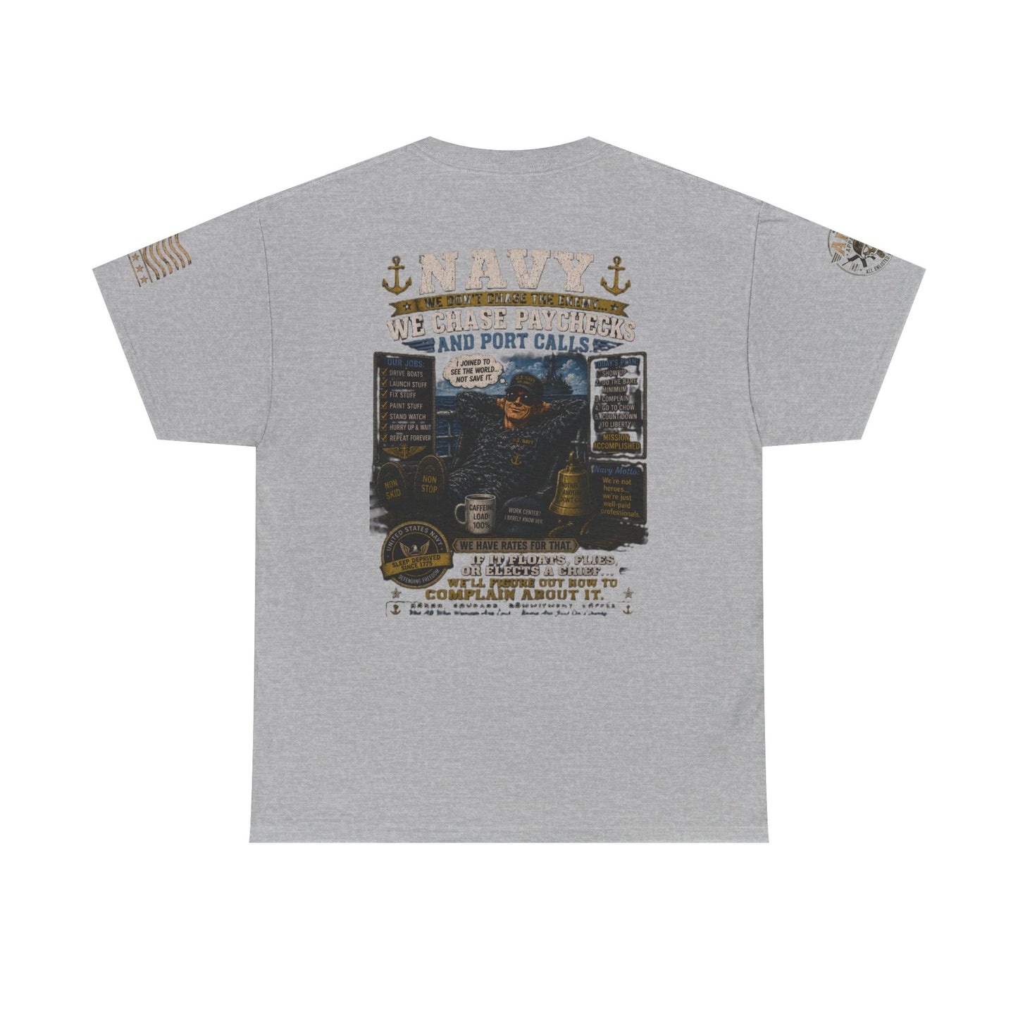 Navy Veteran Graphic Tee – 'Navy: Sea, Ports & Pride' Cotton T-Shirt