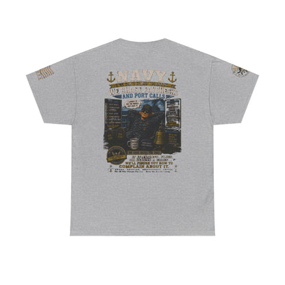 Navy Veteran Graphic Tee – 'Navy: Sea, Ports & Pride' Cotton T-Shirt