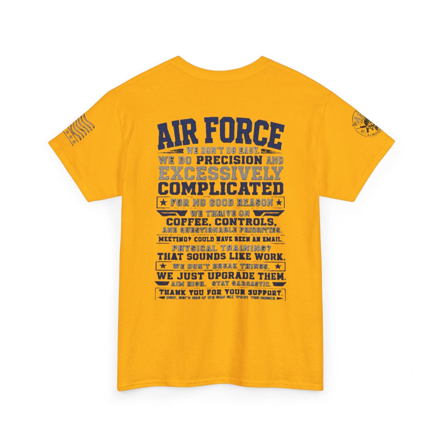 Air Force Crewneck T‑Shirt — "Air Force: Precision & Coffee" Military Graphic Tee