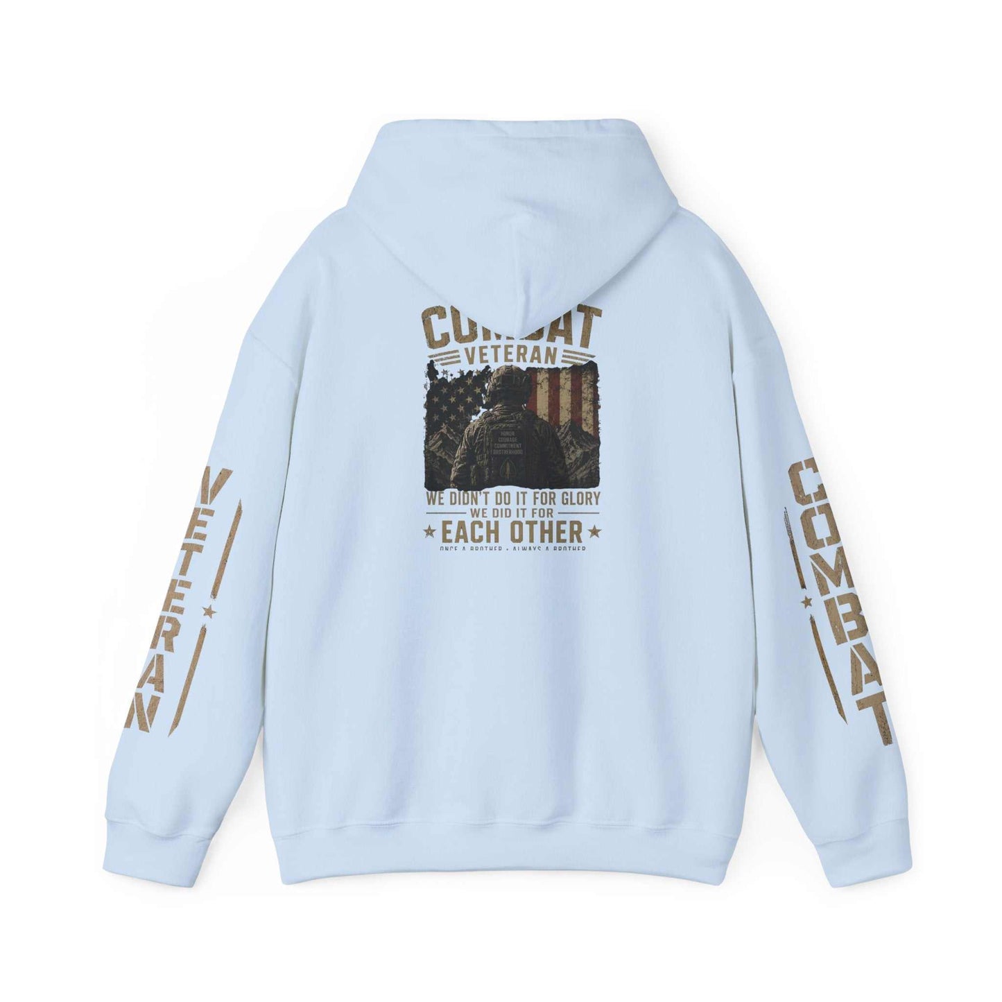 Combat Veteran Hoodie — Patriotic Military Veteran Sweatshirt with 'Combat Veteran' Sleeve Graphics