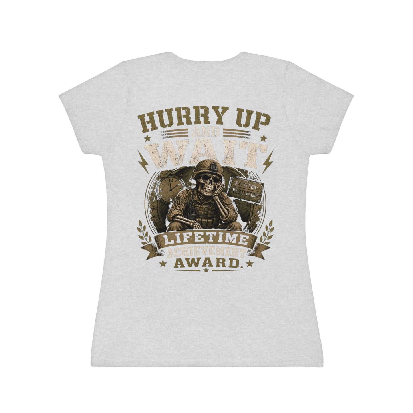 Hurry Up and Wait Skull T-Shirt — Military Veteran Humor Tee