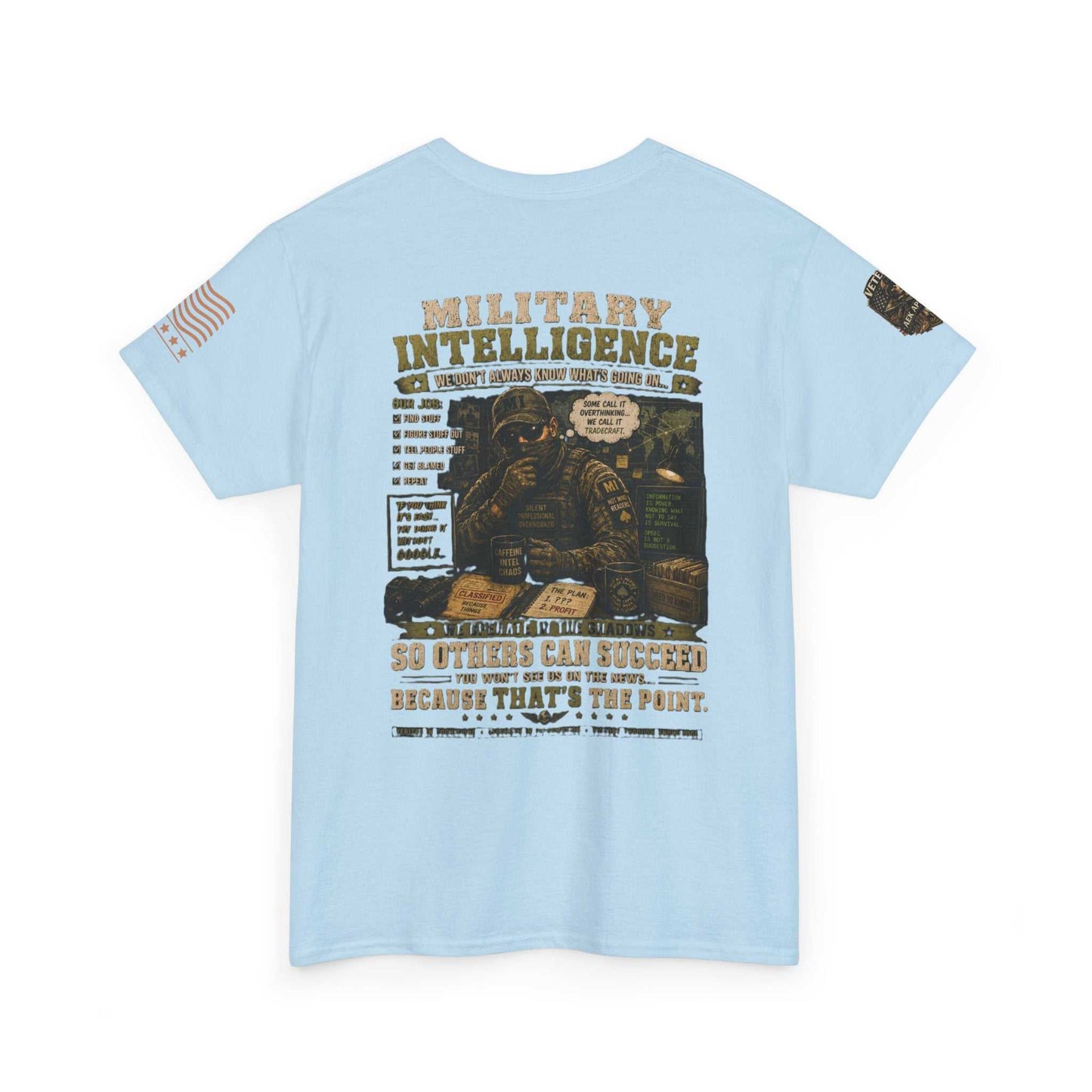 Military Intelligence Graphic Tee — Retro Soldier Design