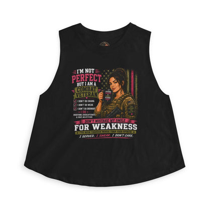 Women's Crop Top - Strong & Imperfect Graphic Tank: 'Perfect' Motivational Fitness Tee