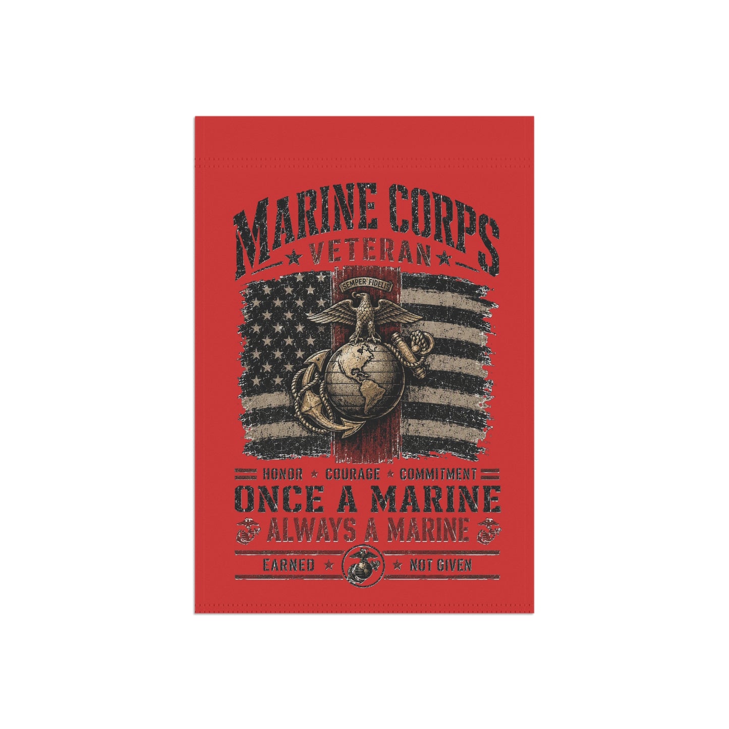 Marine Corps Veteran Garden Flag — Once A Marine, Always A Marine Memorial Banner