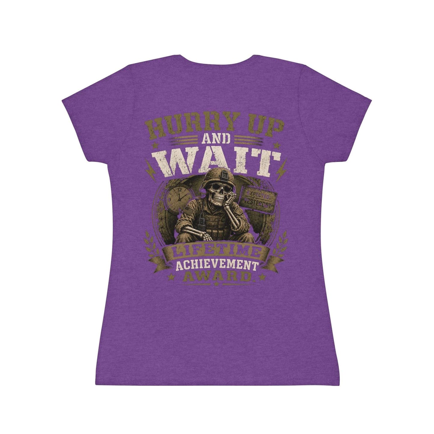 Hurry Up and Wait Skull T-Shirt — Military Veteran Humor Tee